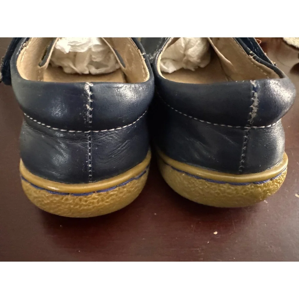 Livie & Luca Kids Size 13 Navy Leather Leaf Mary Jane Shoes Fall EUC